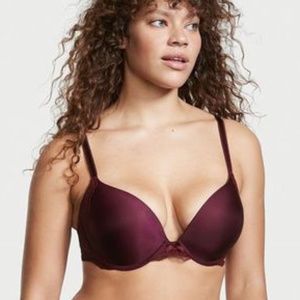 Victoria's Secret Body By Victoria Maroon Lace Push-Up Bra
